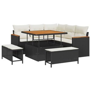 vidaXL Set de canapele pentru grădină 8 buc. 5-Număr de locuri Negru