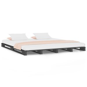 vidaXL Pat din paleți King Size, gri, 150x200 cm, lemn masiv de pin