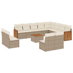 vidaXL Set canapele de grădină, 13 piese, cu perne, bej, poliratan