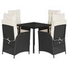 vidaXL Set mobilier de grădină cu perne, 5 piese, negru, poliratan