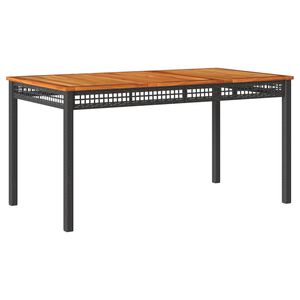 vidaXL Masă de grădină, negru, 140x80x75 cm, poliratan și lemn acacia