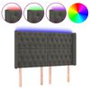 vidaXL Tăblie de pat cu LED, gri &icirc;nchis, 163x16x118/128 cm, catifea