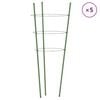 vidaXL Suport plante de grădină cu 3 inele, 5 buc, verde, 45 cm, oțel