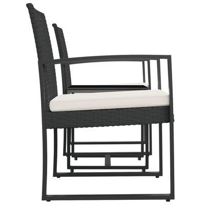 vidaXL Set mobilier de grădină cu perne, 3 piese, negru, PP ratan