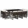 vidaXL Set mobilier de grădină cu perne, 11 piese, maro, poliratan