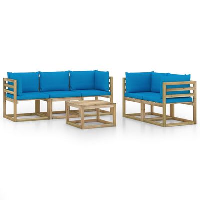 vidaXL Set mobilier de grădină cu perne albastru deschis, 6 piese