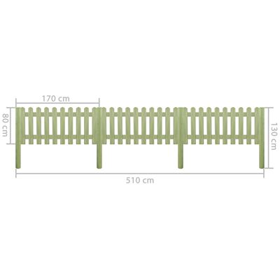 vidaXL Gard din scânduri 5,1 m 130 cm 6/9 cm lemn de pin tratat