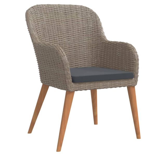 vidaXL Set de masă pentru grădină, 7 piese, cu perne, maro