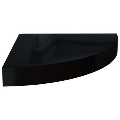 vidaXL Rafturi colț perete, 2 buc., negru extralucios 25x25x3,8 cm MDF