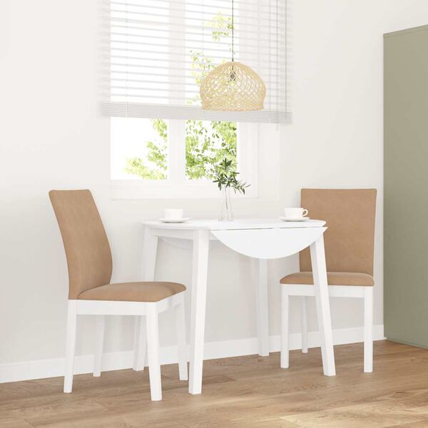 vidaXL Scaune de sufragerie cu perne 2 buc cauciuc din lemn masiv alb