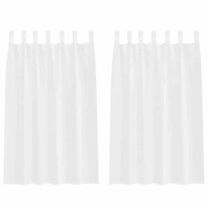 vidaXL Cortină din Voile cu perdele 2 pcs Alb 175 x 140 cm Poliester