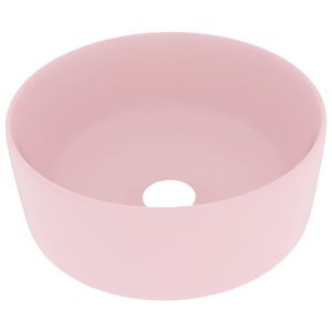 vidaXL Chiuvetă de baie lux, roz mat, 40x15 cm, ceramică, rotund