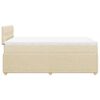 vidaXL Pat box spring cu saltea, crem, 120x200 cm, textil