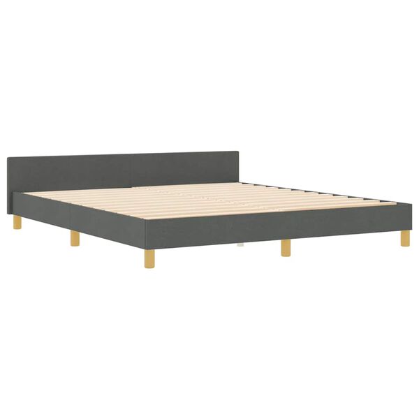 vidaXL Cadru de pat cu headboard Gri &icirc;nchis 180 x 200 cm țesătură