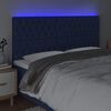 vidaXL Tăblie de pat cu LED, albastru, 200x7x118/128 cm, textil