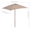 vidaXL Umbrelă de soare, exterior, st&acirc;lp lemn, 150x200 cm, gri taupe