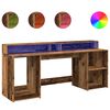 vidaXL Birou cu lumini LED, lemn vechi, 200x55x91 cm, lemn prelucrat