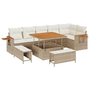 vidaXL Set de canapele pentru grădină 9 pcs Bej poliratan