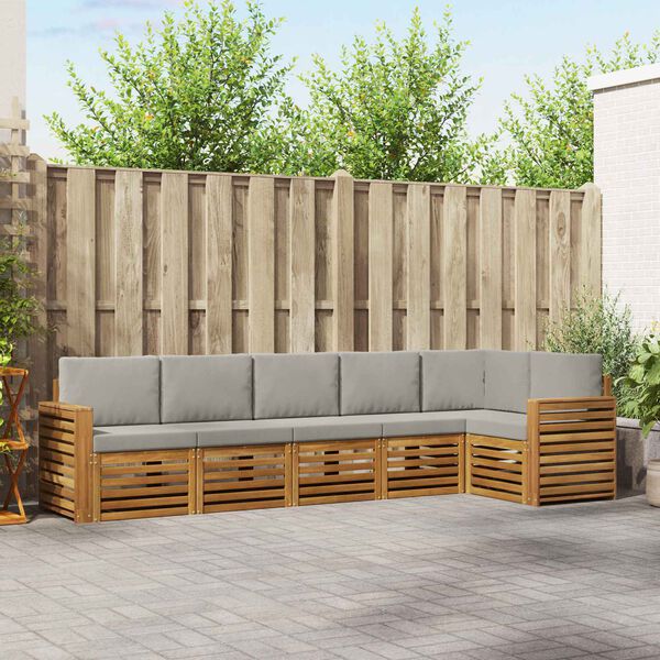 vidaXL Set canapea sectională cu pernă 6 pcs Gri natural și deschis