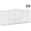 vidaXL Coșuri gabion arcuite 9 buc. 400x50x160/180 cm, fier galvanizat