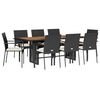 vidaXL Set mobilier de grădină cu perne, 9 piese, negru, poliratan
