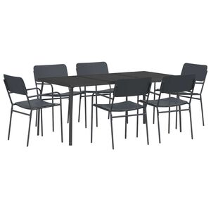 vidaXL Set de dining 7 buc. Antracit Oțel