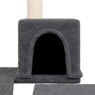 vidaXL Ansamblu pisici cu stâlpi din funie sisal, gri închis, 82 cm