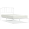 vidaXL Cadru de pat din metal cu tăblie, alb, 107x203 cm