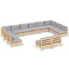 vidaXL Set mobilier grădină cu perne, 12 piese, gri, lemn masiv pin