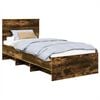 vidaXL Cadru de pat Stejar fumuriu 90 x 200 cm Lemn compozit
