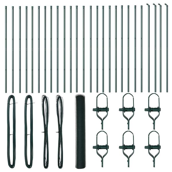 vidaXL &Icirc;ngrădire cu st&acirc;lpi Verde 1.2 x 50 m otel acoperit cu PVC