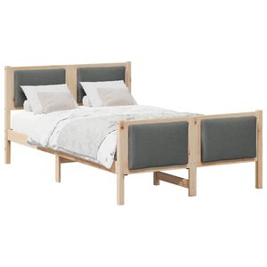 vidaXL Cadru de pat cu headboard Gri &icirc;nchis 120 x 200 cm țesătură