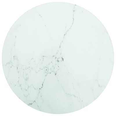 vidaXL Blat masă, alb, Ø40x0,8 cm, sticlă securizată, design marmură