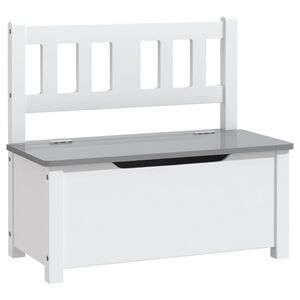 vidaXL Bancă de depozitare pentru copii, alb/gri, 60x30x55 cm, MDF