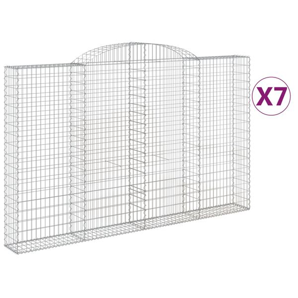 vidaXL Coșuri gabion arcuite 7 buc, 300x30x180/200 cm, fier galvanizat