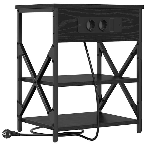 vidaXL Dulap de noapte Stejar Negru 41 x 31 x 51 cm Lemn compozit