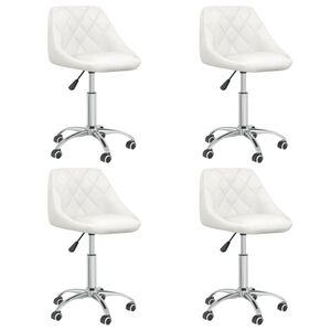 vidaXL Scaune de masă pivotante, 4 buc., alb, piele ecologică