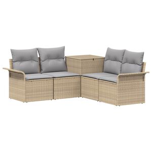 vidaXL Set de canapea 5 buc. Beige și gri deschis Ratan poli și Oțel