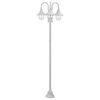 vidaXL St&acirc;lp iluminare grădină, E27, 220 cm, aluminiu, 3 lămpi, alb