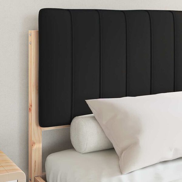 vidaXL Cadru de pat cu tăblie tapițată cu headboard Negru 140 x 190 cm