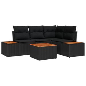 vidaXL Set de canapele pentru grădină cu pernă 4 pcs Negru Poliratan