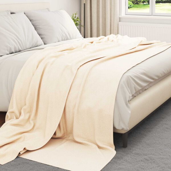 vidaXL Pătura de aruncat Crem 240 x 220 cm Molton