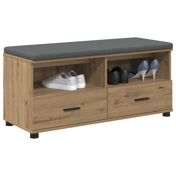 vidaXL Bancă pentru hol cu pernă Stejar Artizanal 100 x 38 x 46 cm