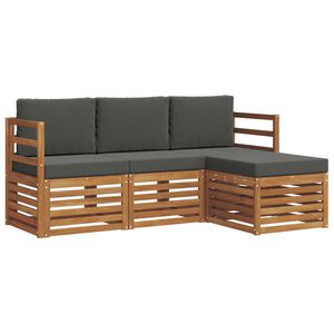 vidaXL Set de canapele de exterior cu pernă 4 pcs Natural și Antracit