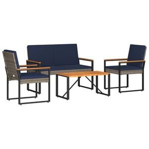 vidaXL Set de Mobilier pentru Exterior 4 pcs Gri și albastru marin