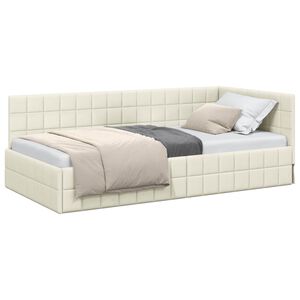 vidaXL Cadru de pat colțar cu headboard Crem 90 cm x 200 cm Catifea