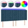 vidaXL Tăblie de pat cu LED, albastru &icirc;nchis, 203x16x118/128cm catifea