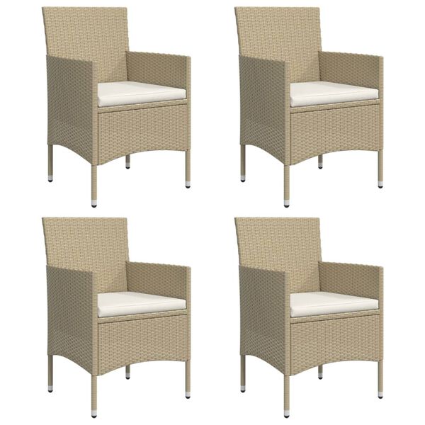 vidaXL Set de masă pentru grădină, 5 piese, cu perne, bej și negru