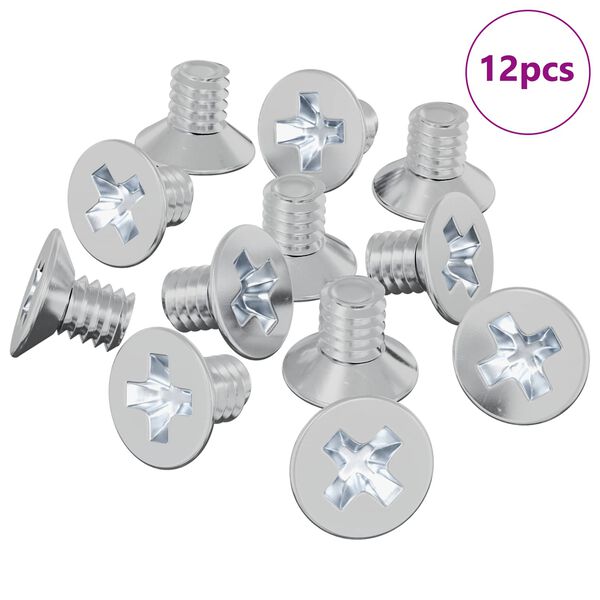vidaXL Șuruburi cu cap &icirc;ngropat 12 pcs Argintiu M4 x 6 mm Fier