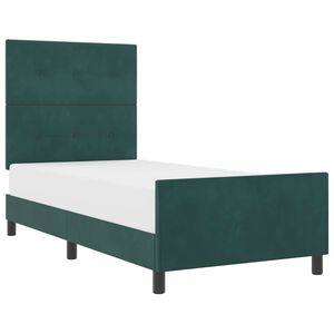 vidaXL Pat cu arcuri cu headboard Verde &icirc;nchis 90 x 200 cm Catifea